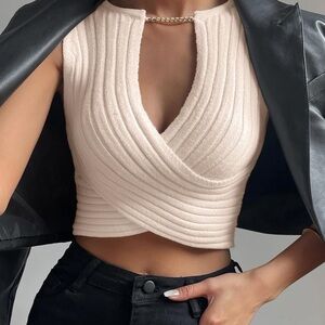 Elegant Cream Sleeveless Top